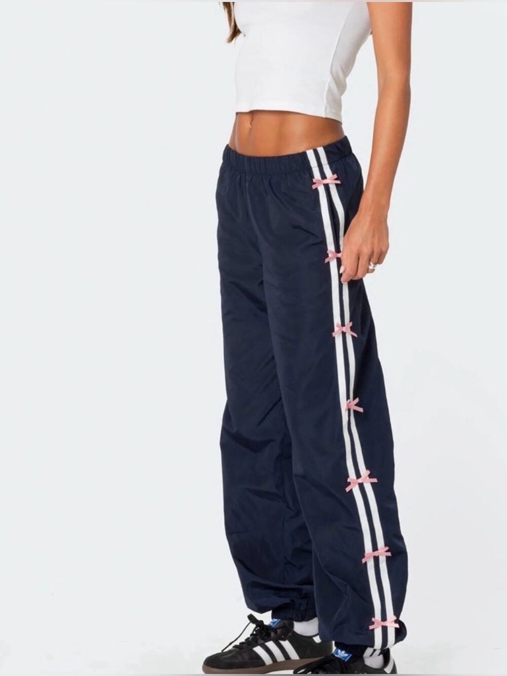 EDIKTED Blue Bow Track Pants | Size Small NWT